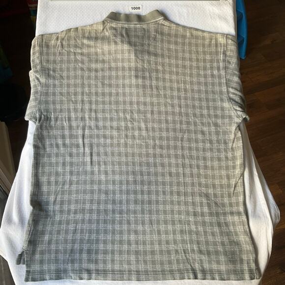 IZOD Men’s Short Sleeve Collared Polo Shirt size L, Green Check, Thick Fabric - Picture 6 of 6